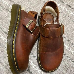 Dr. Martens Brown Leather Mules with Buckle